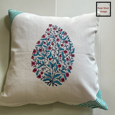 Handblock Motif Cotton Cushion Covers with Zipper - Set of 4