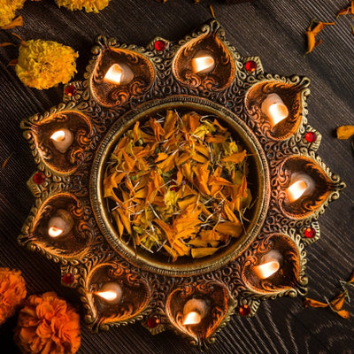 9 - Diya Platter Cum Urli – Elegant Diwali Decoration – Home Decor on Brown Living™. SKU: D5. Img 3.