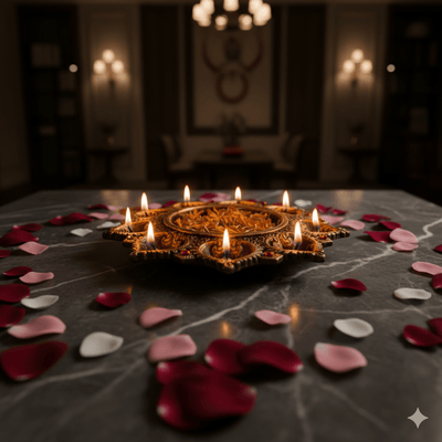 9 - Diya Platter Cum Urli – Elegant Diwali Decoration – Home Decor on Brown Living™. SKU: D5. Img 4.