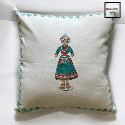 Cotton Cushion Cover - Traditional Doll Print - Set of 4