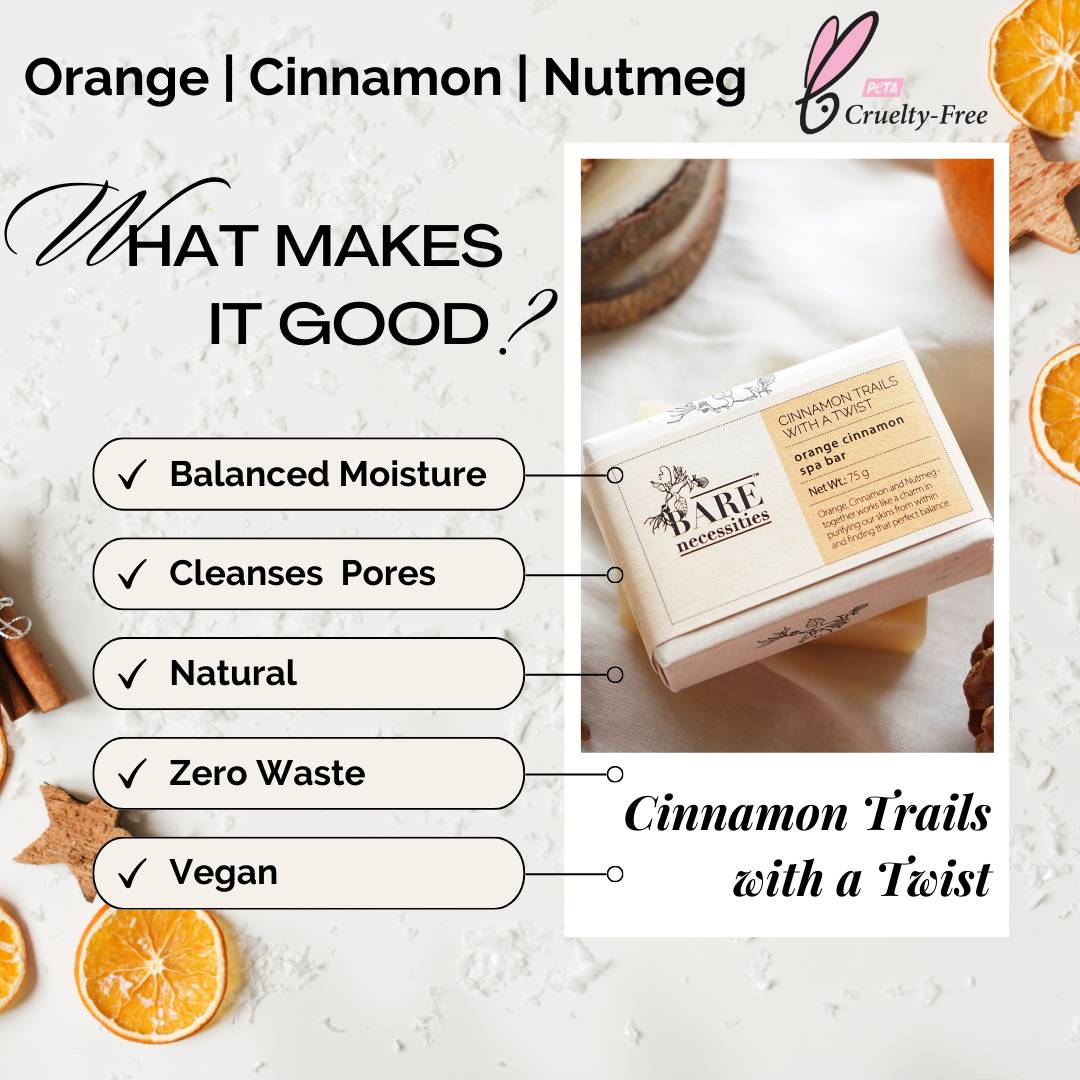 Orange Cinnamon Bathing Bar | Organic Cold-processed, Handmade Soap for Clear skin | Pack of 2