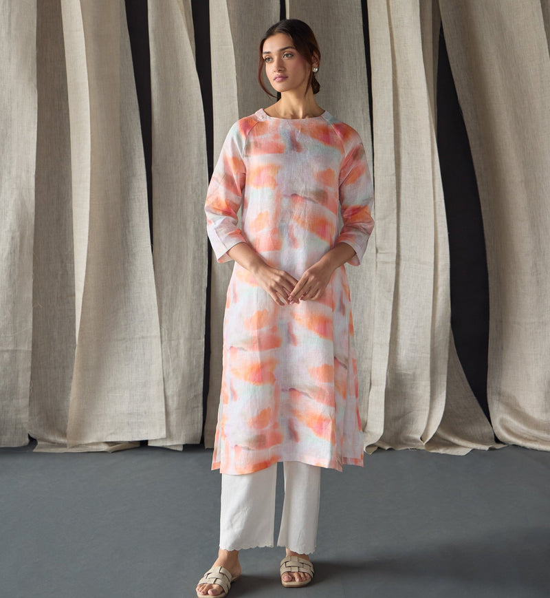 Apricot Linen Kurta Set | Verified Sustainable by Brown Living™