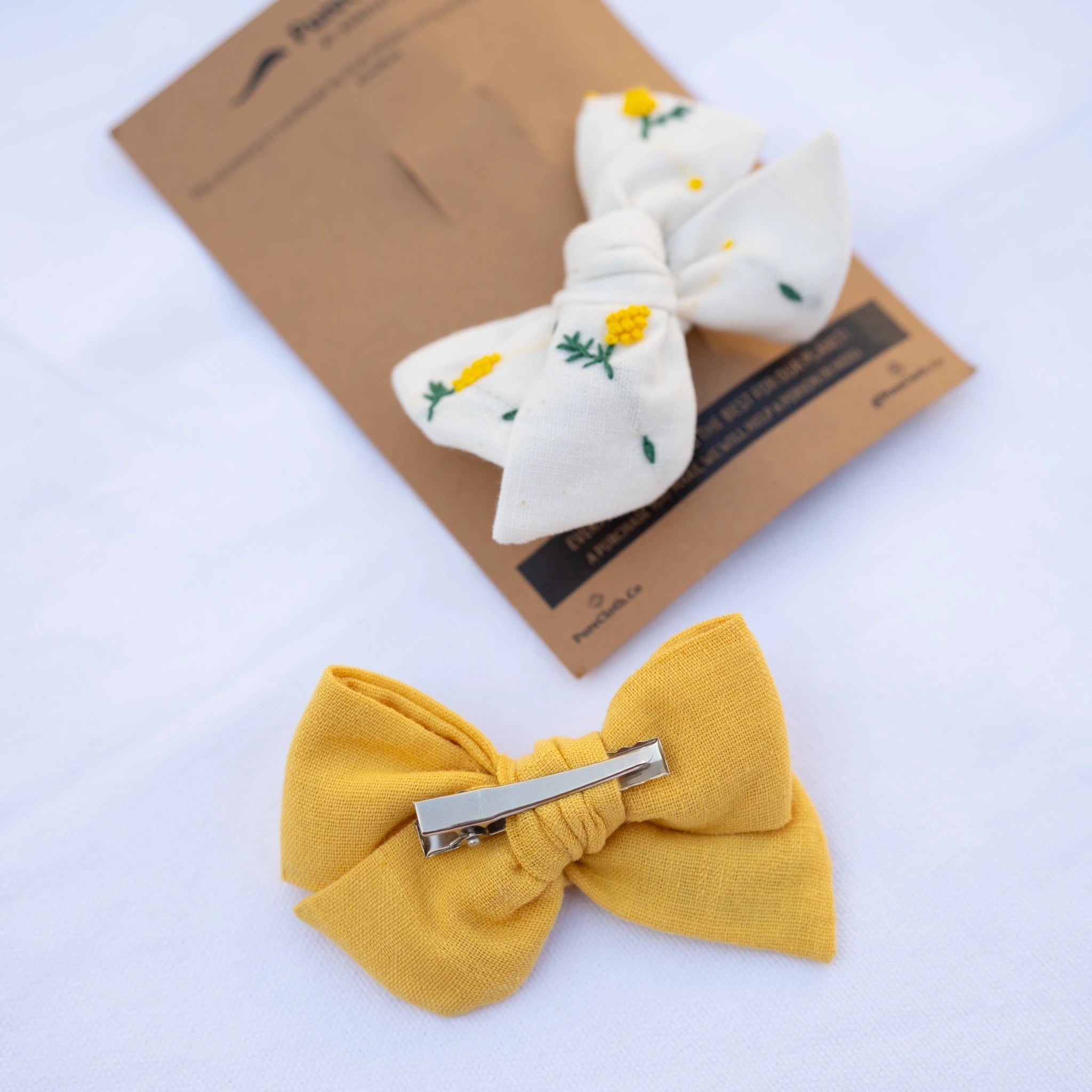 Cotton Linen Hair Bow Clip for Girls | Mushroom