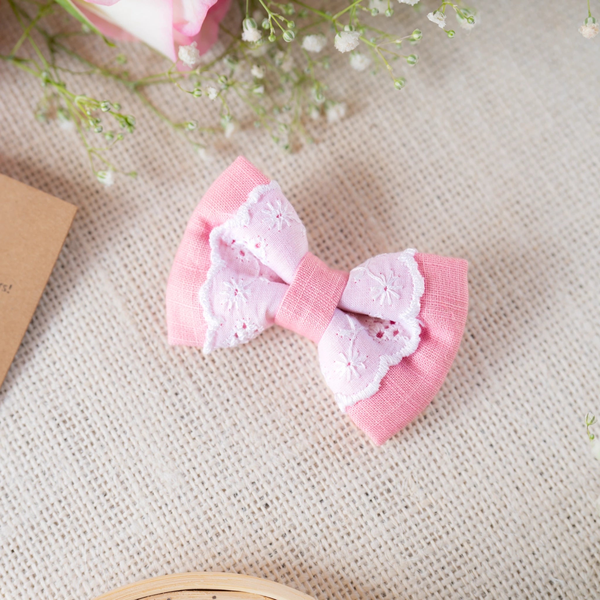 Pink Lace Mini Hair Clip for Infants