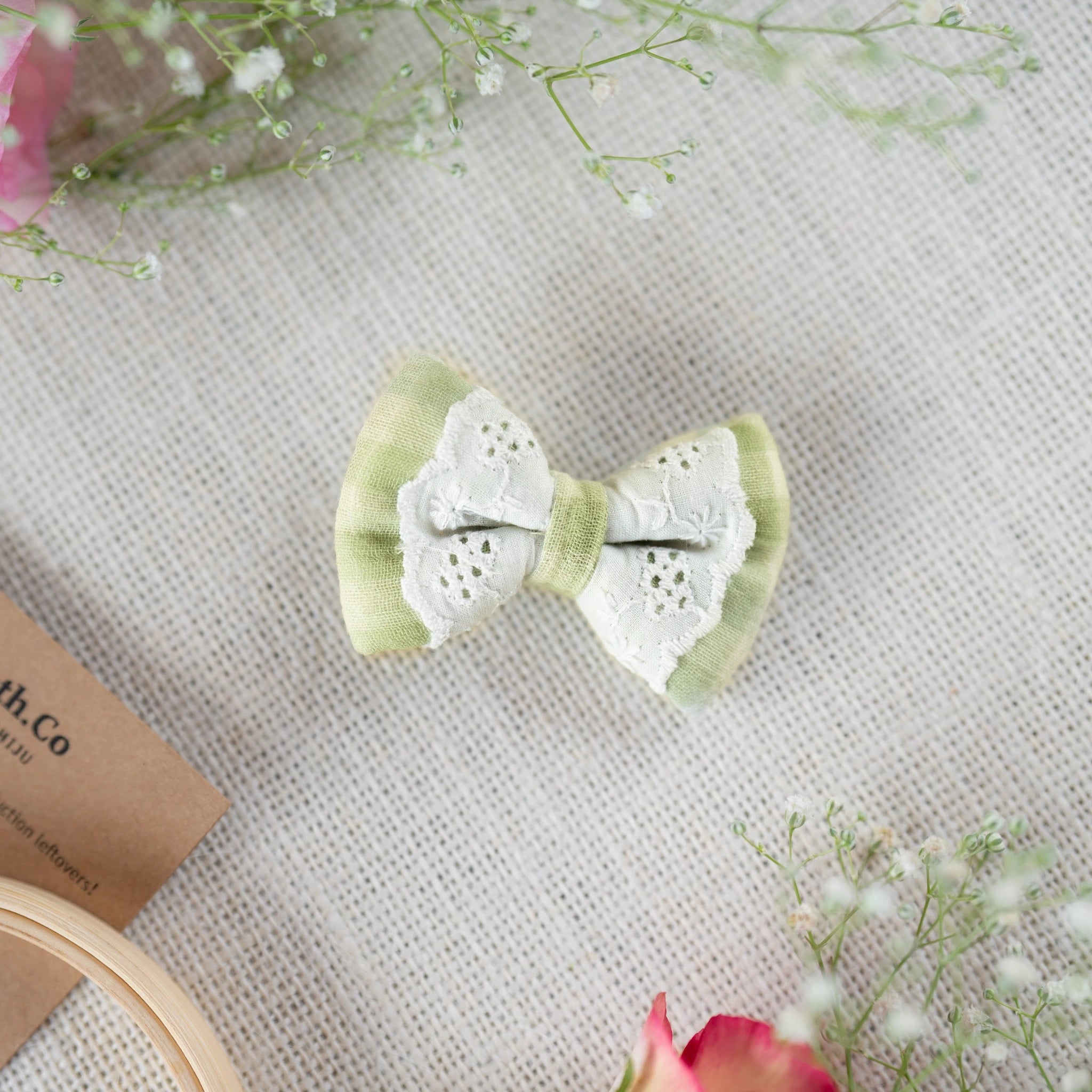 Green Check Mini Hair Clip for Infants