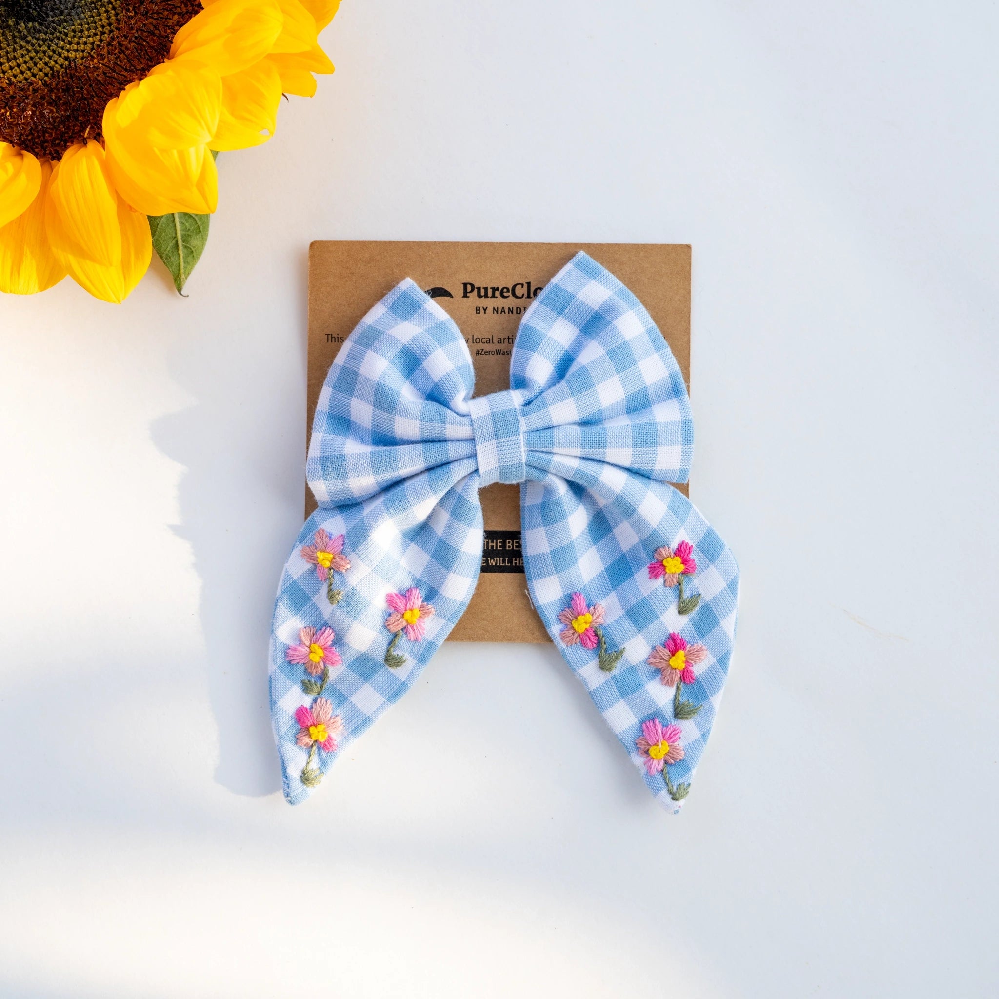 Blue Classic Check Big Bow | Hair Clip