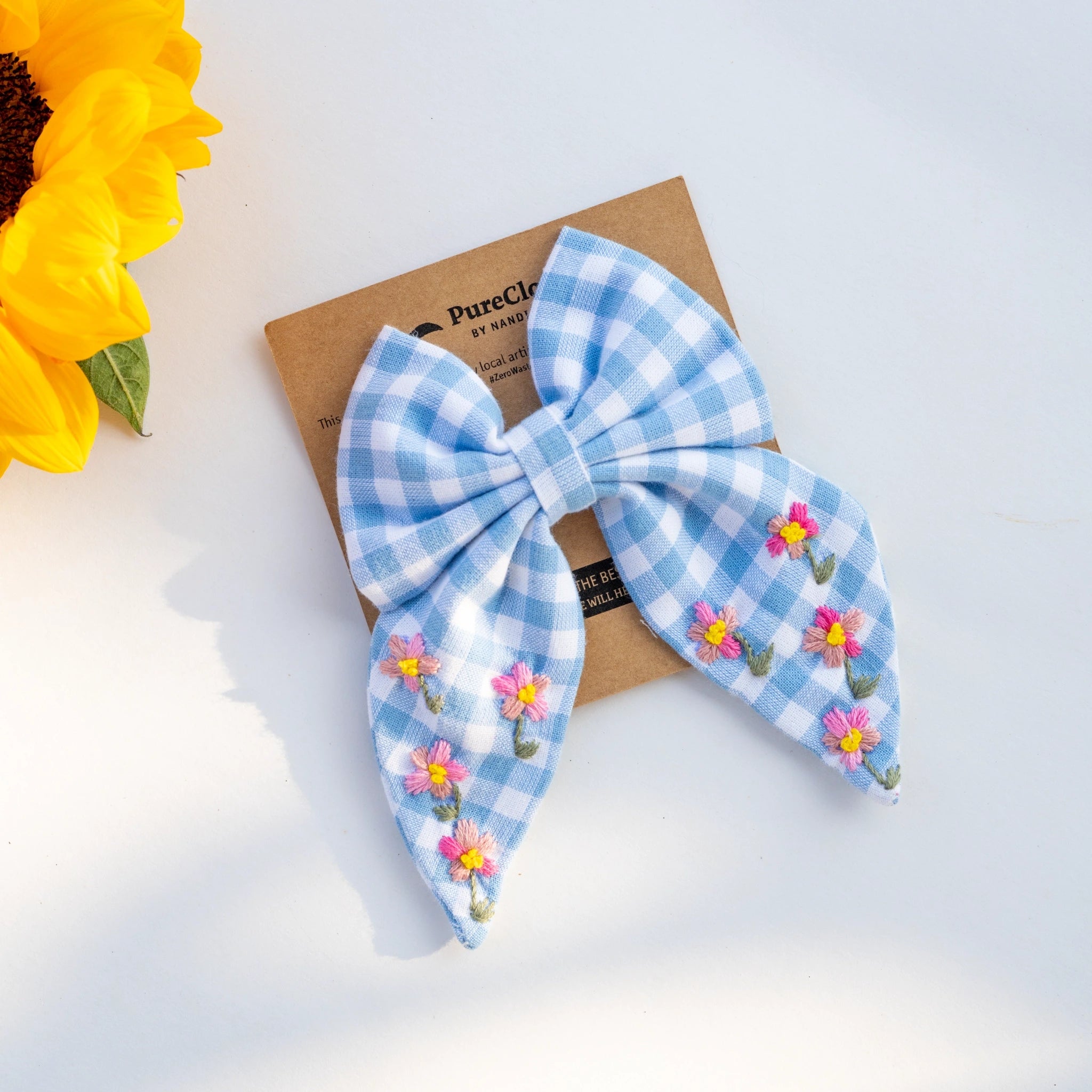 Blue Classic Check Big Bow | Hair Clip