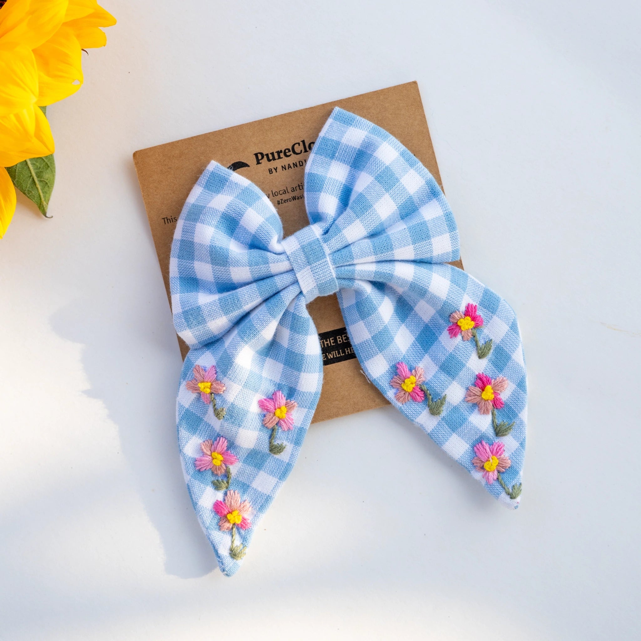 Blue Classic Check Big Bow | Hair Clip