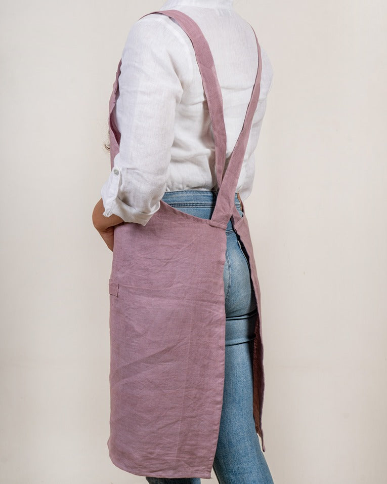Cross Back Apron in 100% Hemp Fabric