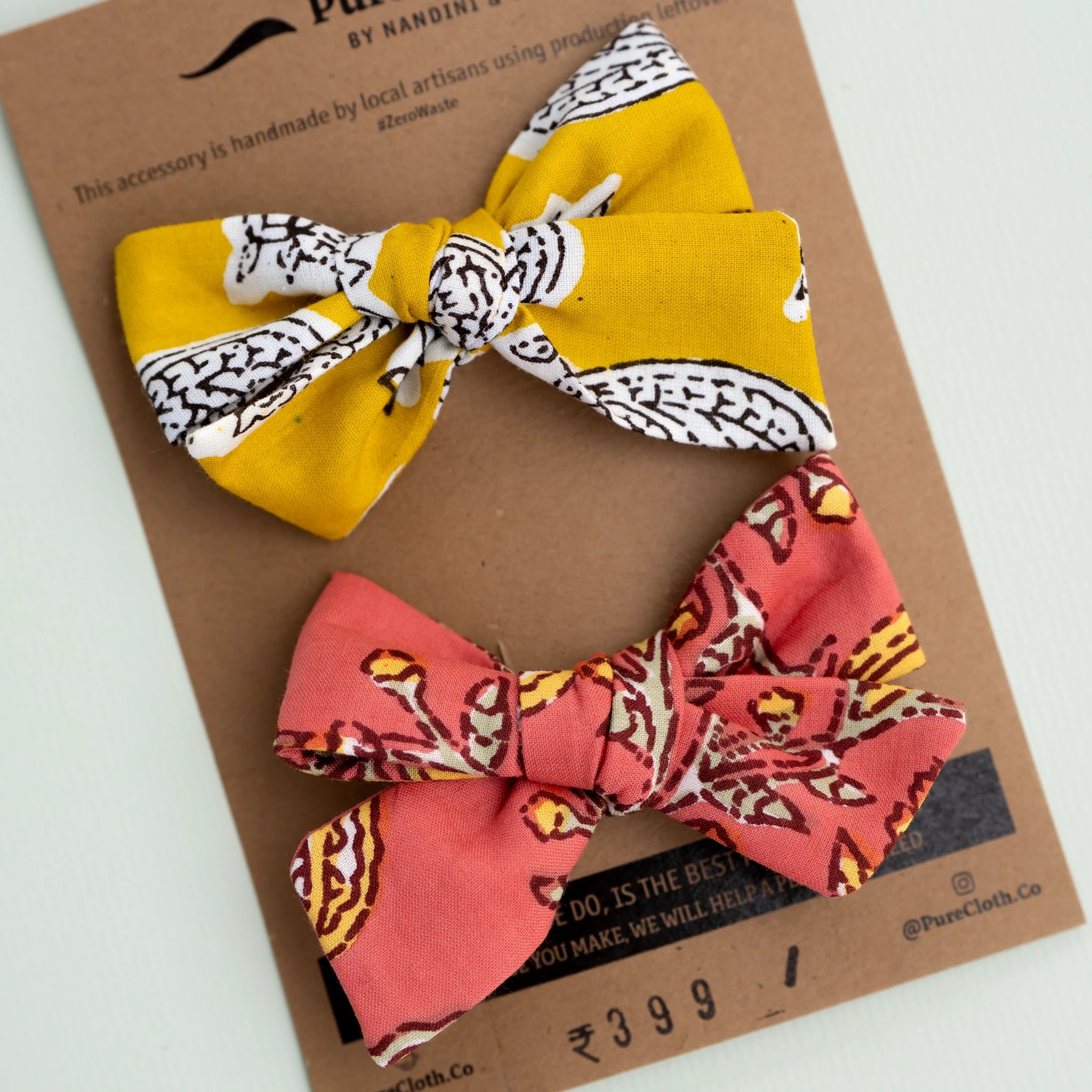 Sunshine & Coral Knot Bow | Set of 2