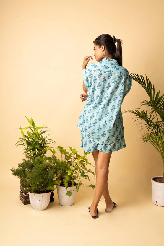 Floral Loungewear Set | Soft Cotton Lounge Wear Shorts & Top
