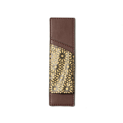 Passport Holder with Storage Slots – Plant Leather & Cork Print (Black)