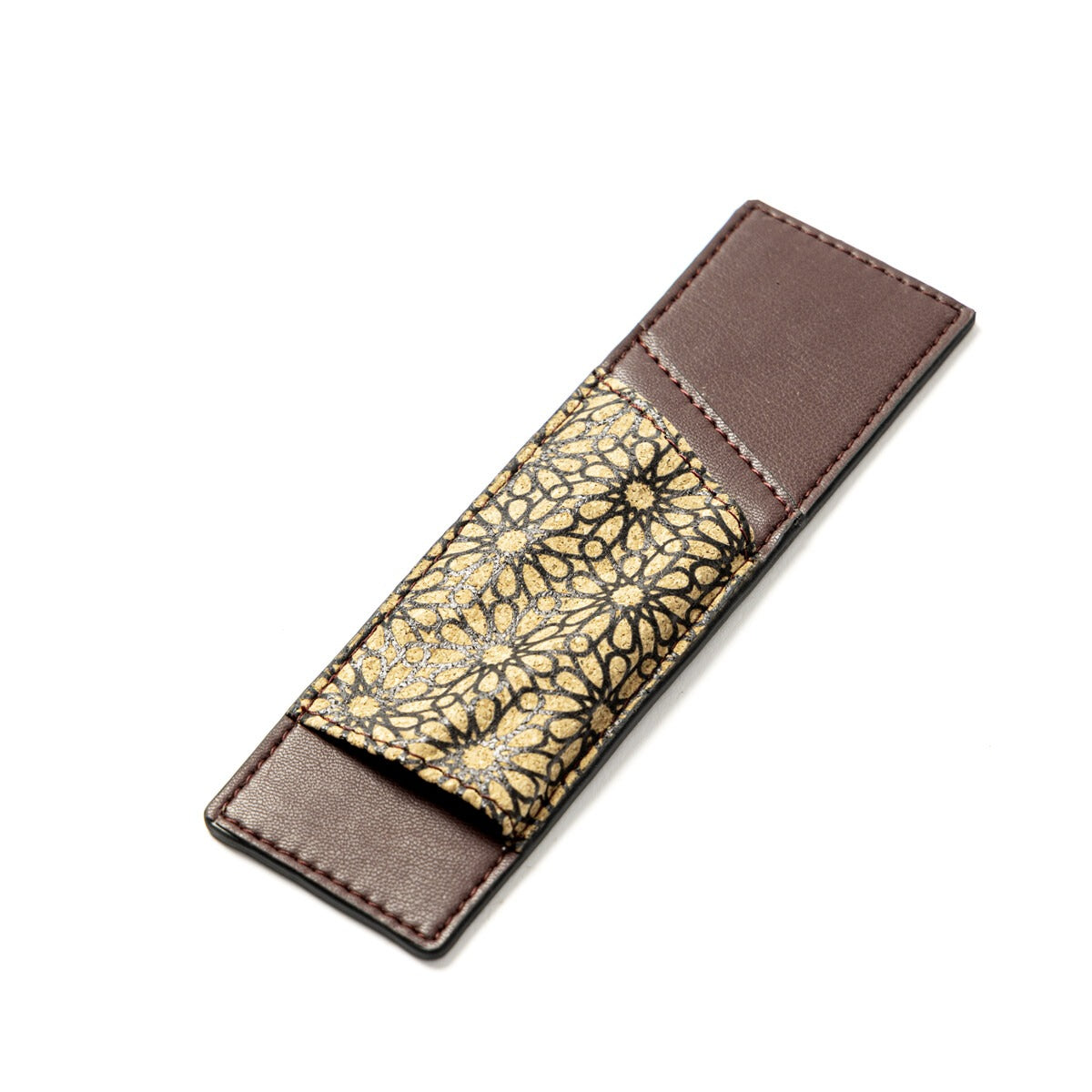 Passport Holder with Storage Slots – Plant Leather & Cork Print (Black)