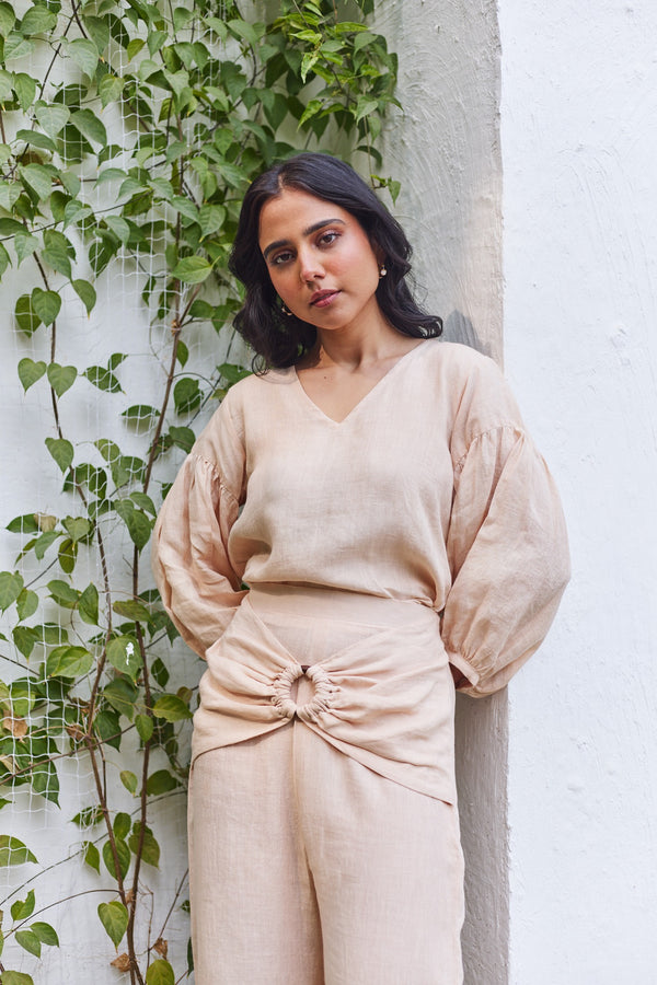 Linen Brick Lane Blouse- Beige