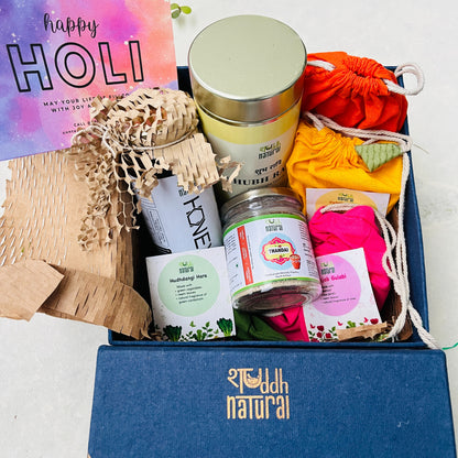 Exclusive Holi Hamper | Herbal Gulal, Thandai, Floral Tisane & Natural Honey | Set of 8