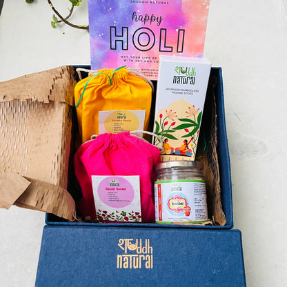 Holi Celebration Set | Herbal Gulal, Thandai & Ayurvedic Agarbatti | Set of 5