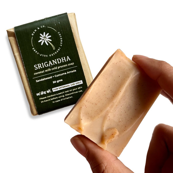 Mini Srigandha Coconut Milk Cold Process Soap (Sandalwood + Curcuma Amada) (50 g)