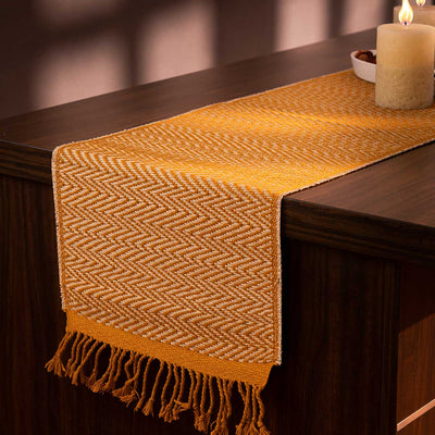 Madurkathi Tassels Chevron Table Runner