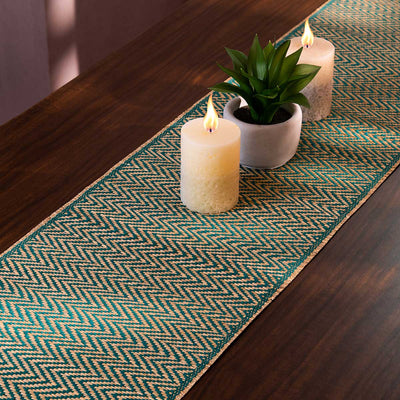 Madurkathi Tassels Chevron Table Runner