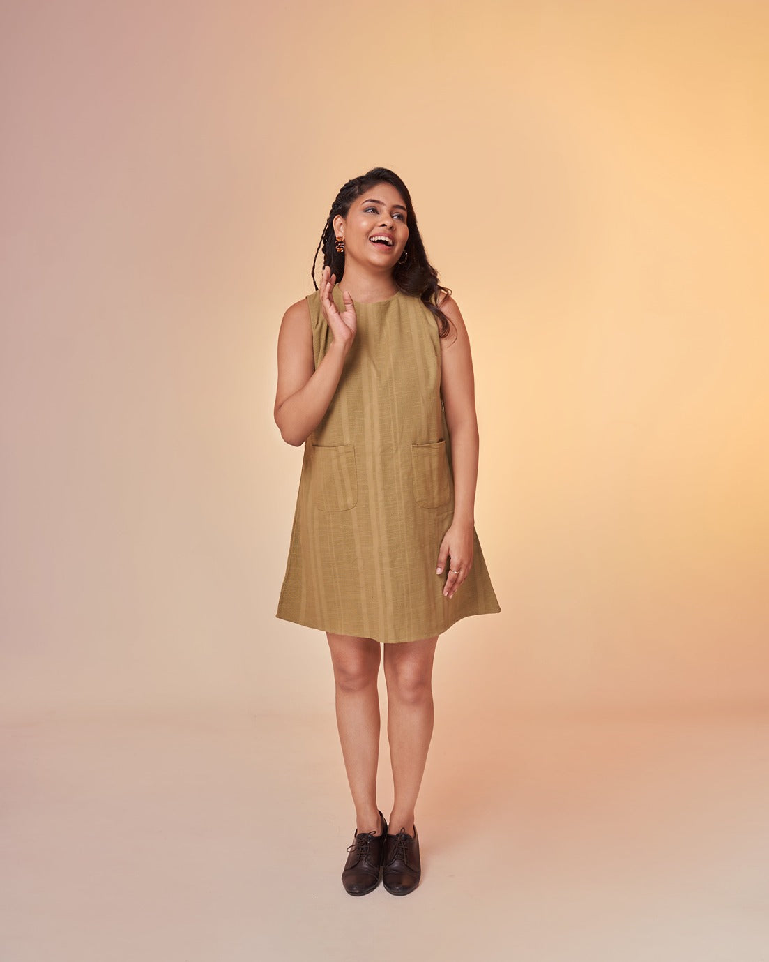 Earthy Green Shift Organic Hemp & Cotton Dress for Women
