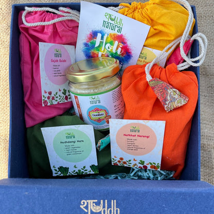 Herbal Holi Gift Set | Ubtan-Based Gulal & Ayurvedic Thandai Powder | Set of 6