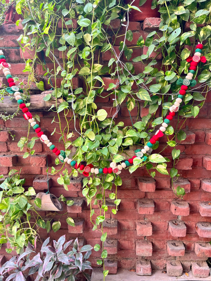 Upcycled Felt Toffee 3d Garland- 72 Inches