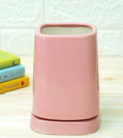 Tower Ceramic Pot - Pink 14 x 13 cm | Verified Sustainable by Brown Living™