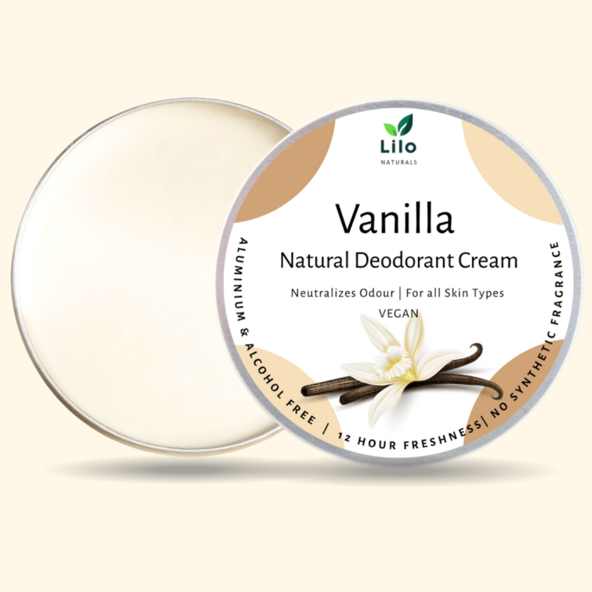 Natural Deodorant Cream | Vanilla | Enriched with Jojoba & Almond Oil