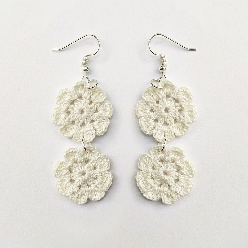 Dove Tranquil  Hand Crochet Earring