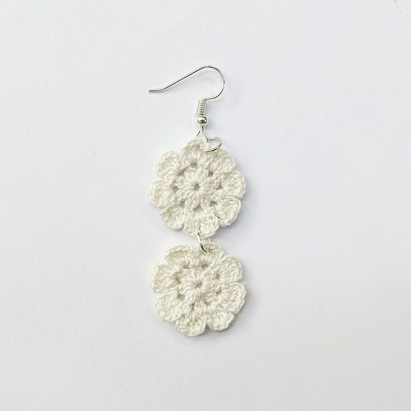 Dove Tranquil  Hand Crochet Earring