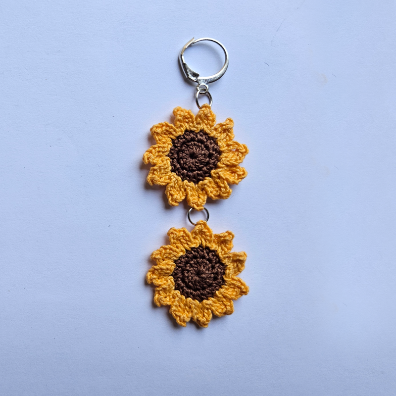 Minimal Sunflower Hand Crochet Earrings