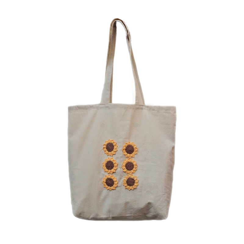 Sunflower Hand Crochet Tote Bags For Women