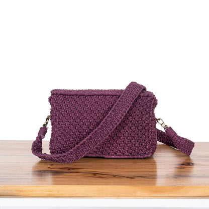 A Boxy Affair Hand - Knotted Sling Bag | Handmade Sustainable Fashion – Bags on Brown Living™. SKU: S22BOXYAFF119-BUR. Img 3.