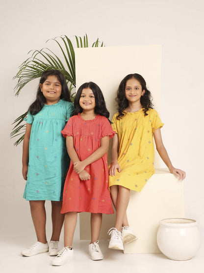 A Ruffled Story Classic Dress | Elegant Detail Cotton Dress for Girls – Kids Frocks & Dresses on Brown Living™. SKU: LB-01. Img 3.