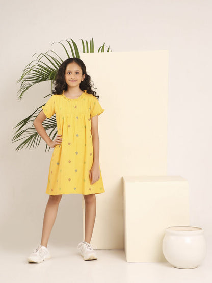 A Ruffled Story Classic Dress | Elegant Detail Cotton Dress for Girls – Kids Frocks & Dresses on Brown Living™. SKU: LB-04. Img 7.