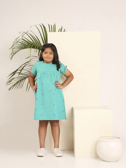 A Ruffled Story Classic Dress | Elegant Detail Cotton Dress for Girls – Kids Frocks & Dresses on Brown Living™. SKU: LB-07. Img 6.