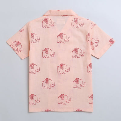 A Stomping Elephant - Boys Cotton Shirt – Kids Shirts on Brown Living™. SKU: MITHBS - 077 - 13064. Img 4.