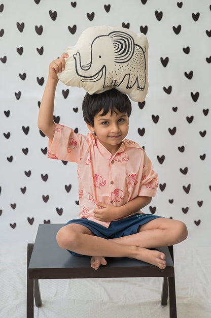 A Stomping Elephant - Boys Cotton Shirt | Verified Sustainable by Brown Living™