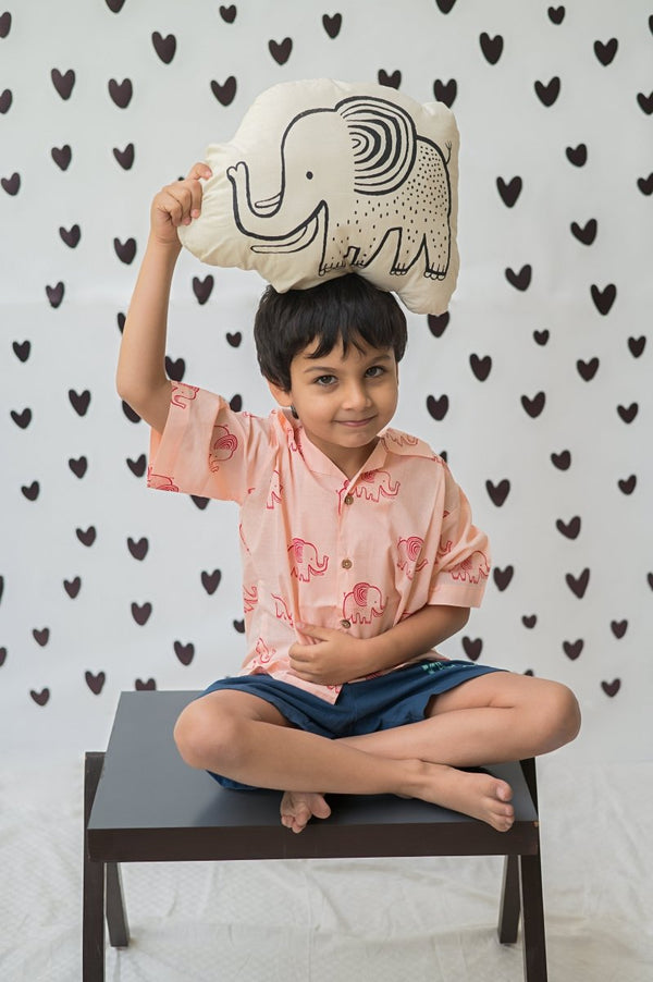 A Stomping Elephant - Boys Cotton Shirt | Verified Sustainable Kids Shirts on Brown Living™