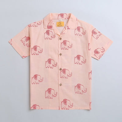 A Stomping Elephant - Boys Cotton Shirt – Kids Shirts on Brown Living™. SKU: MITHBS - 077 - 13064. Img 2.