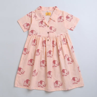 A Stomping Elephant - Girls Comfort Wear – Kids Frocks & Dresses on Brown Living™. SKU: MITHSF - 077 - 1. Img 1.