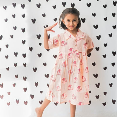 A Stomping Elephant - Girls Comfort Wear – Kids Frocks & Dresses on Brown Living™. SKU: MITHSF - 077 - 1. Img 8.