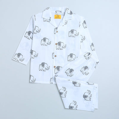 A Stomping Elephant - Unisex Kids Cotton Nightwear – Kids Pyjamas on Brown Living™. SKU: MITHNW - 077 - 1. Img 6.