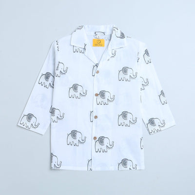 A Stomping Elephant - Unisex Kids Cotton Nightwear – Kids Pyjamas on Brown Living™. SKU: MITHNW - 077 - 1. Img 9.