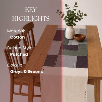 Aakar Table Runner – Elegant Fabric Runner for Stylish Dining Decor – Table Linens on Brown Living™. SKU: TR101. Img 5.