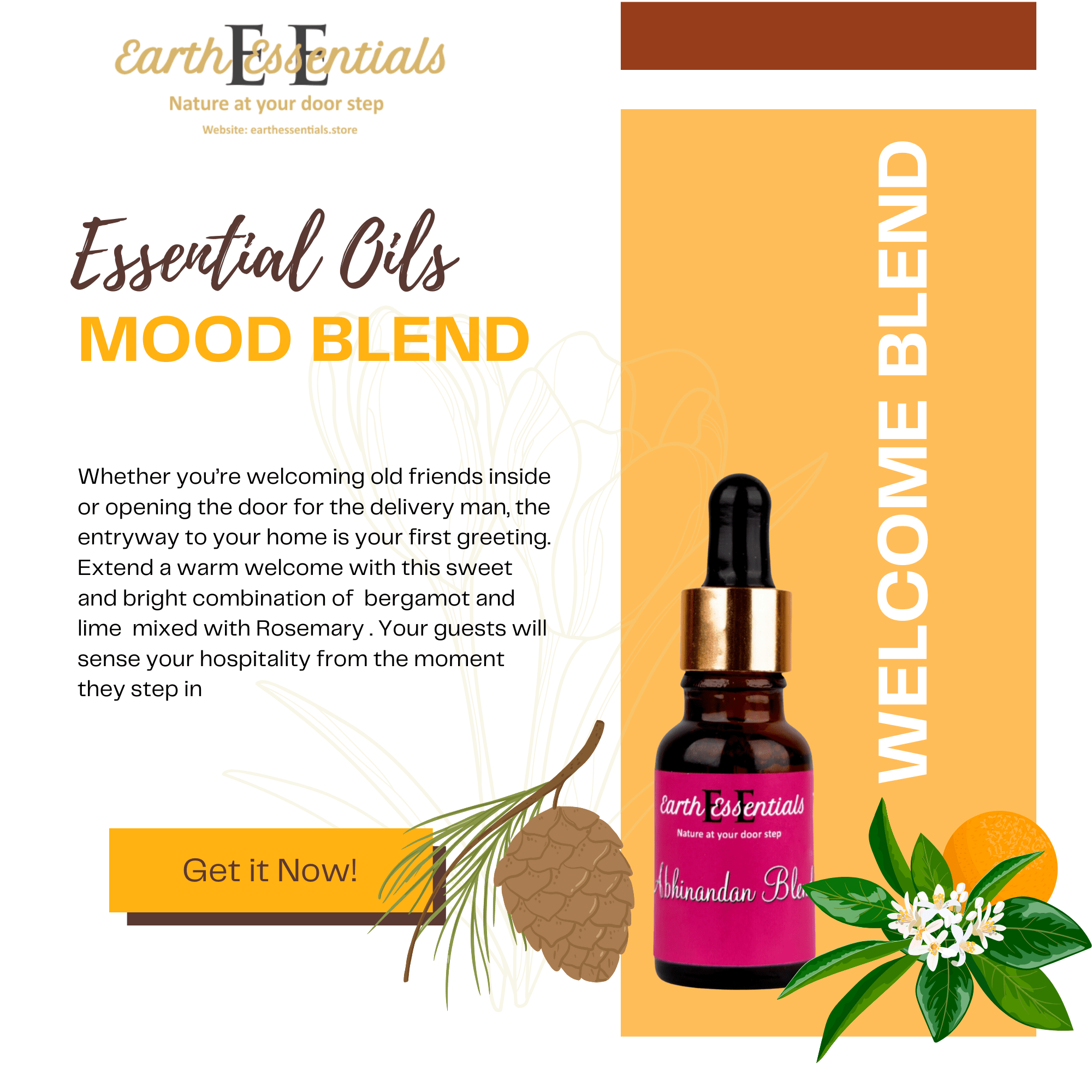 Abhinandan Oil Blend for Diffusers – Aromatherapy Welcome Scent – Essential Oils on Brown Living™. SKU: EssentialOil-AbhBlend. Img 2.