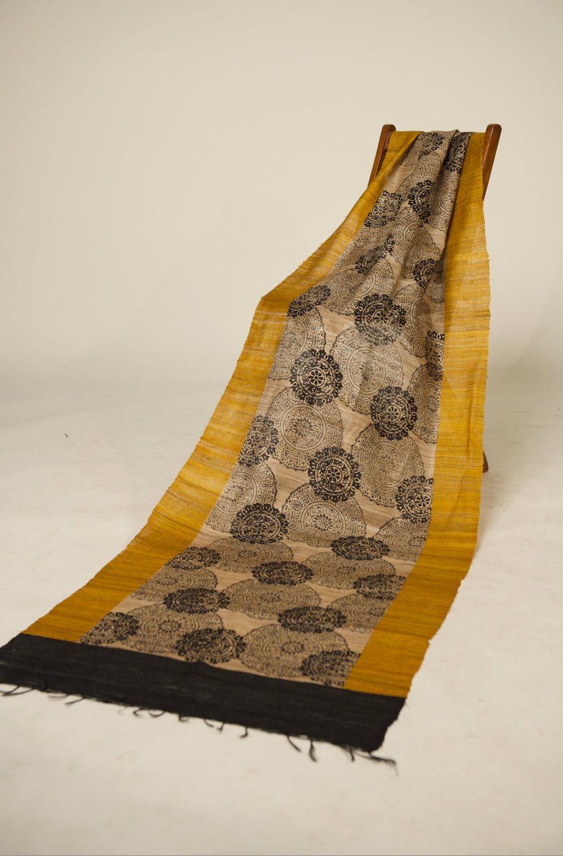 Aboriginal 100% Natural Ahimsa Tussar Peace Silk Scarf for Men – Mens Scarf on Brown Living™. SKU: NAESWT12. Img 3.