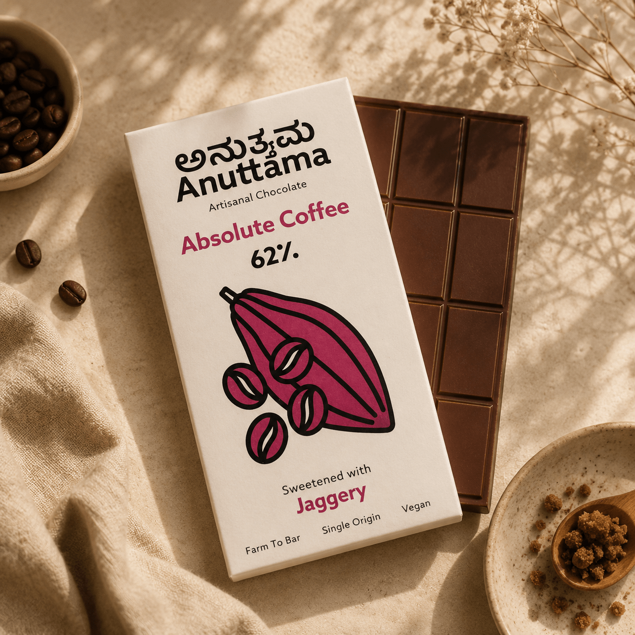 Absolute Coffee 62% Cocoa Chocolate – Bold Coffee Infused Dark Bar – Chocolates on Brown Living™. SKU: 8931500254605. Img 1.