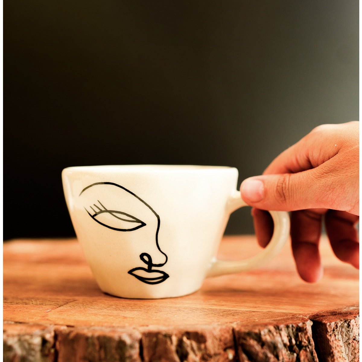 Abstract Breakfast Set – Modern Ceramic Dining Set – Plates & Bowls on Brown Living™. SKU: S - 408. Img 7.