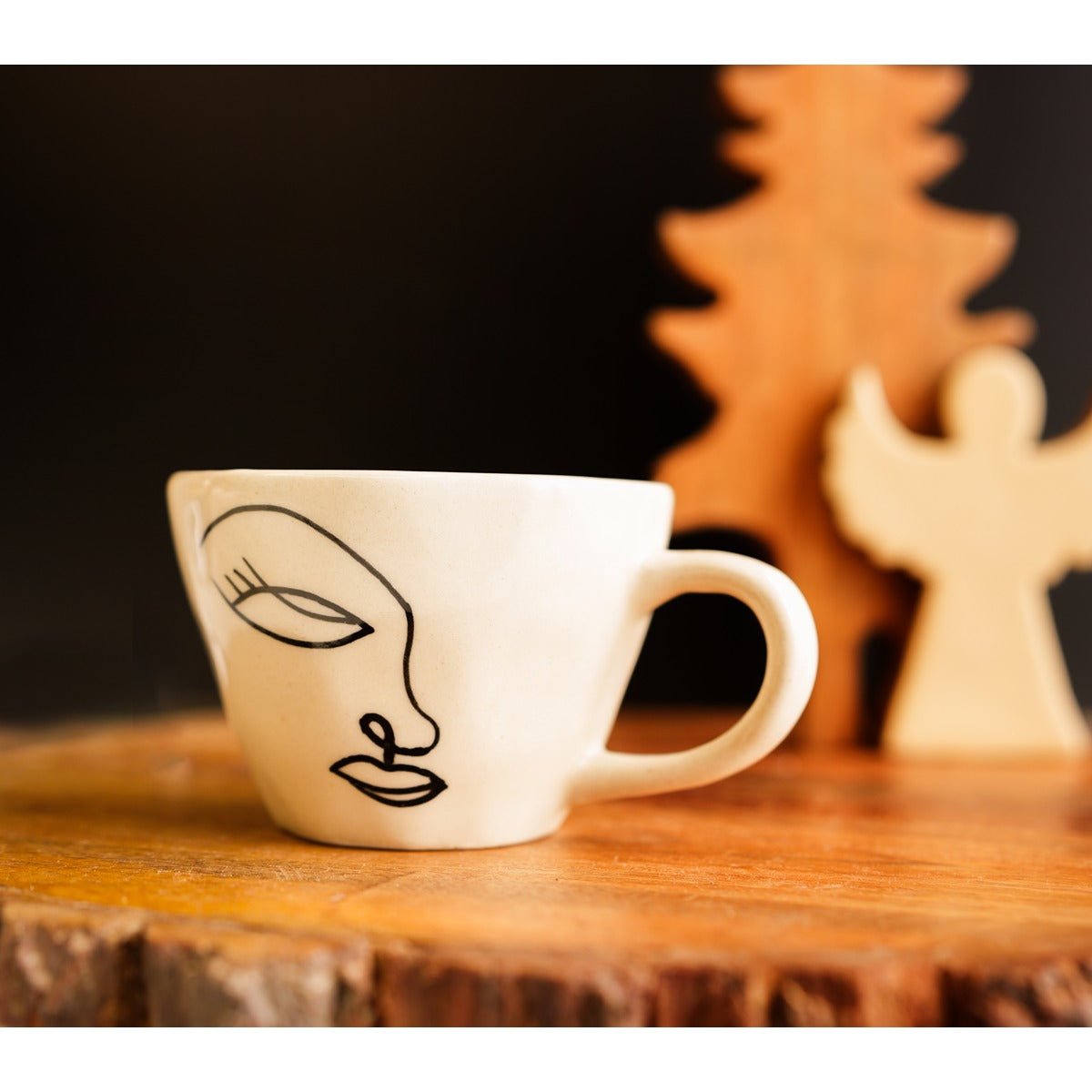 Abstract Breakfast Set – Modern Ceramic Dining Set – Plates & Bowls on Brown Living™. SKU: S - 408. Img 4.